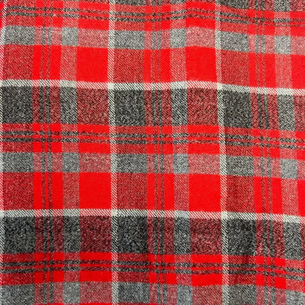 Brushed Rayon‎ Plaid Fabric Red Gray 46
